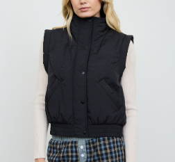 Quilted Mock Neck Utility Vest