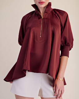 High Neck Puff Sleeve Top