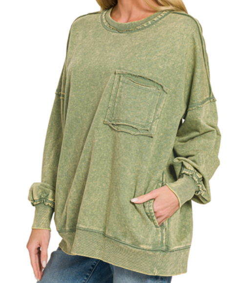 Mineral Wash Front Pocket Pullover