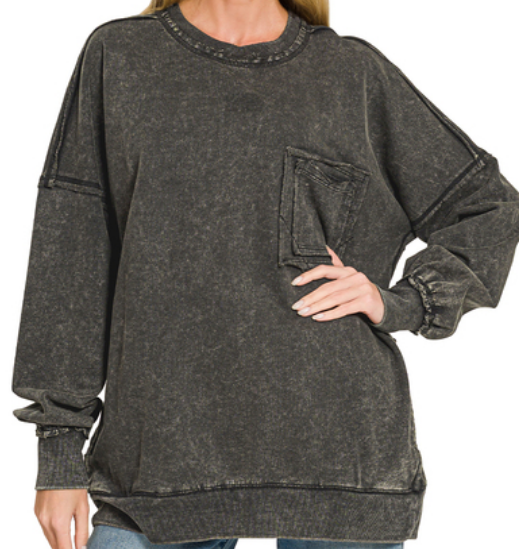 Mineral Wash Front Pocket Pullover
