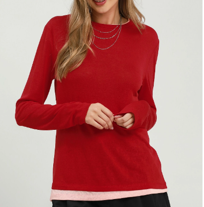 Layered Hem Long Sleeve Top