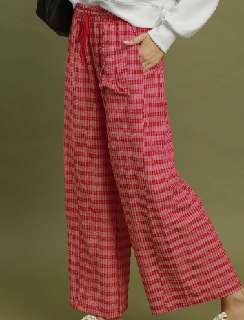 Textured Stripe Wide Leg Pants
