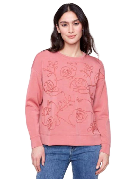 Charlie B Scuba Knit Top With Soutache Front Detail