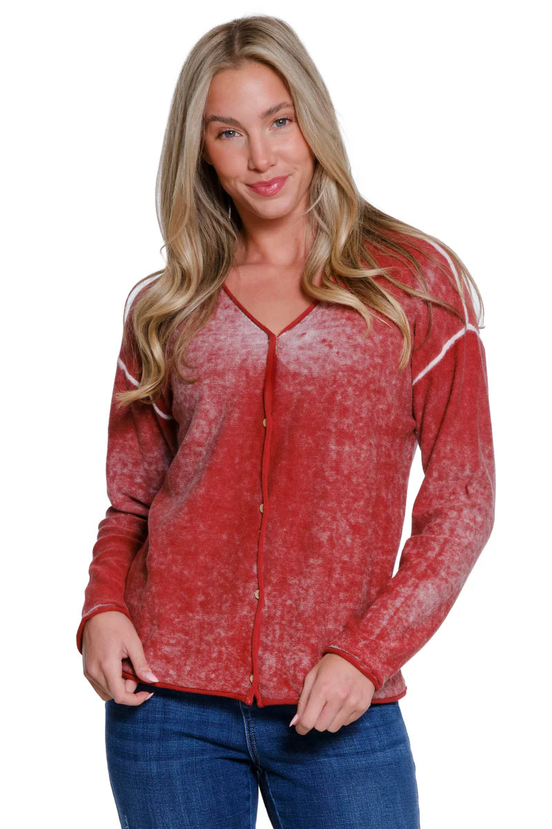 Tru Luxe Button Front Cardigan - Brick