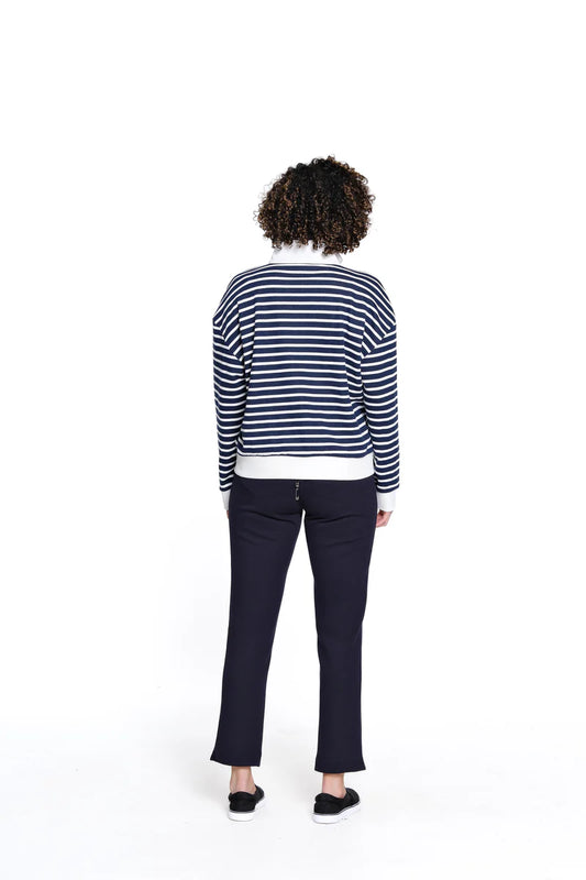 Striped Half Zip Pullover - Navy Stripe