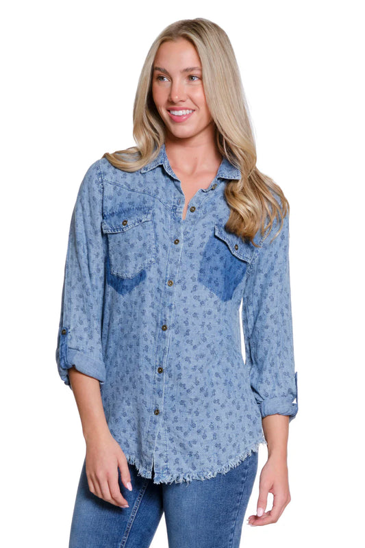 Tru Luxe Shadow Pocket Shirt - Chambray