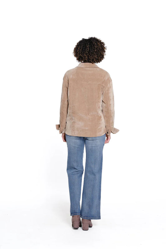 Velveteen Shirt Jacket - Tan
