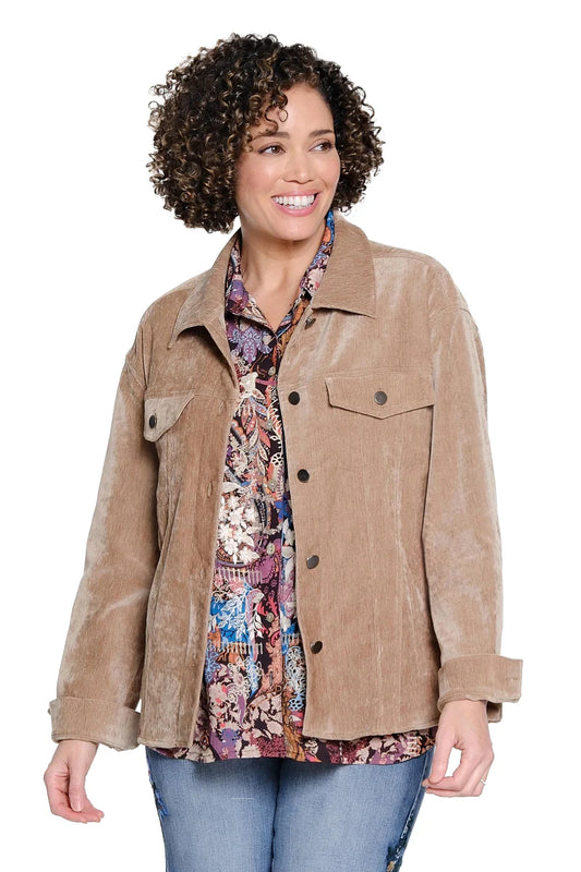 Velveteen Shirt Jacket - Tan