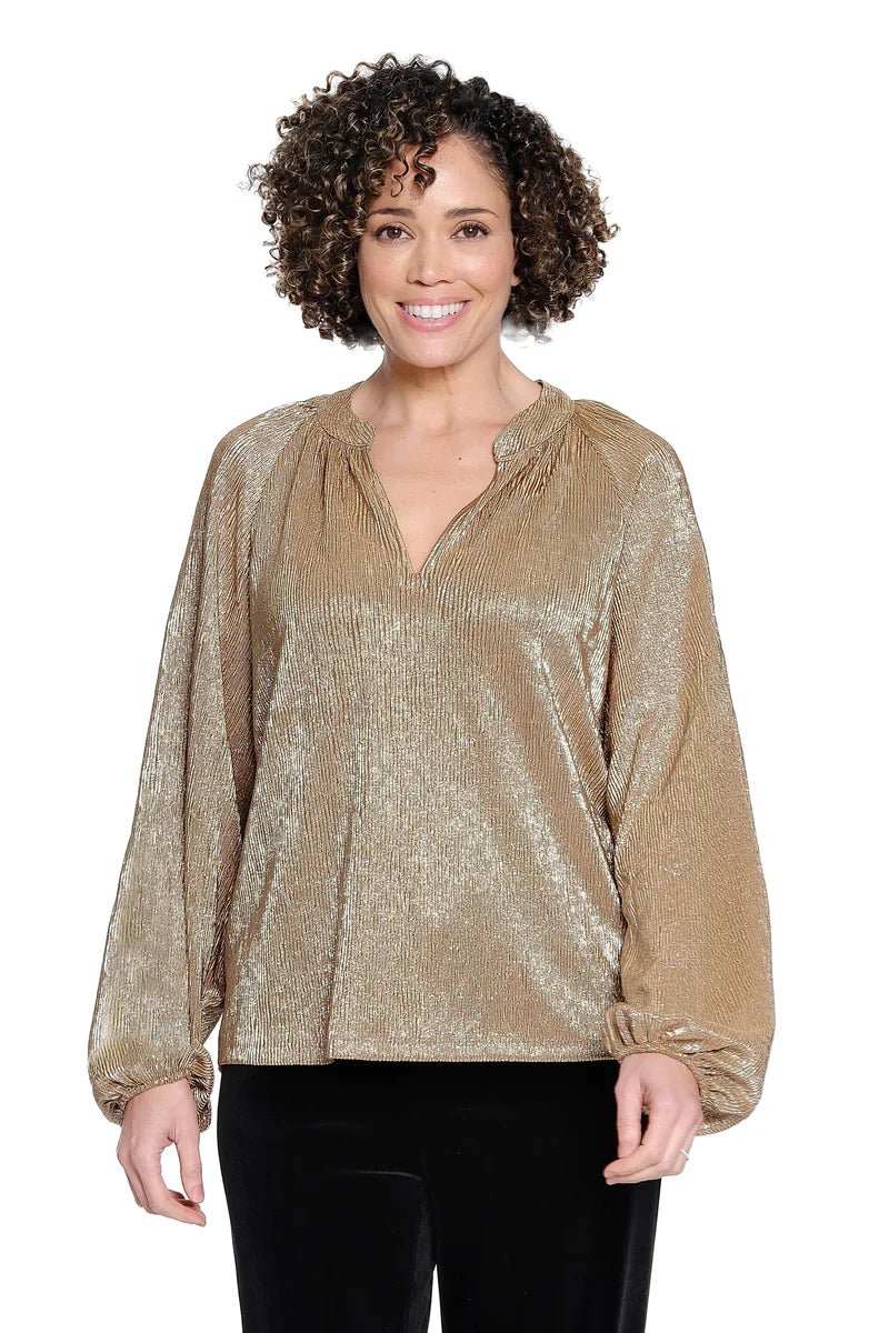Metallic Popover Top - Gold