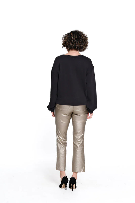 Floral Crew Neck Top - Black