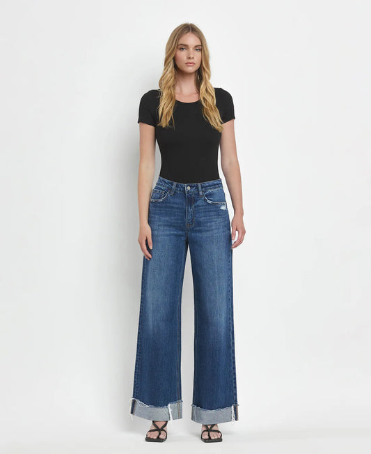 Brilliance - Super High Rise Cuffed Baggy Wide Leg Jeans