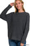 !Hi-low long sleeve round neck waffle sweater