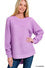 !Hi-low long sleeve round neck waffle sweater