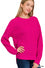 !Hi-low long sleeve round neck waffle sweater