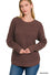 !Hi-low long sleeve round neck waffle sweater