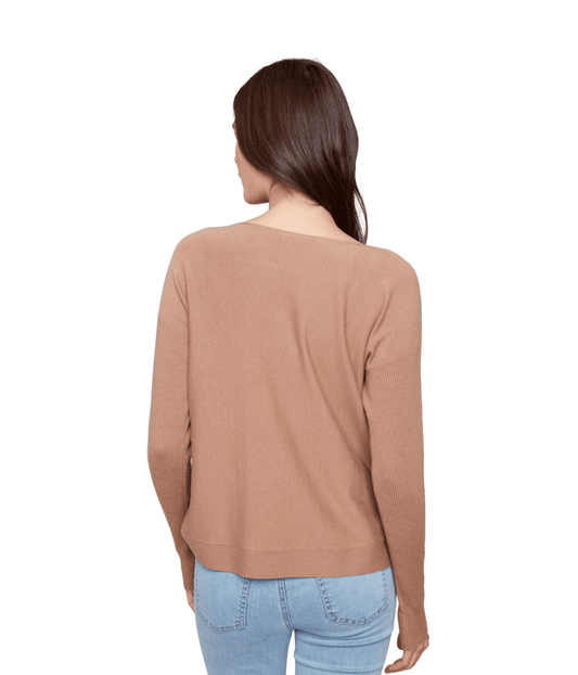 Charlie B Boat Neck Sweater With Side Buttons Detail