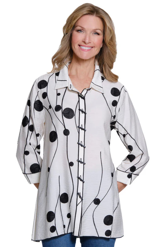 Multiples Embroidered Crinkle Woven Shirt - Soft Ivory