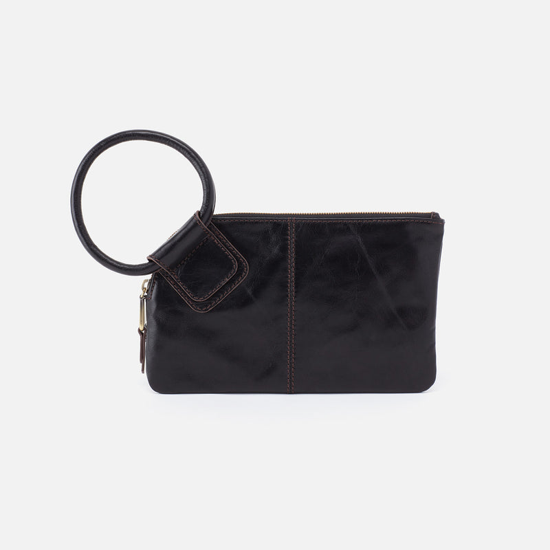 Sable Polished Leather Wristlet