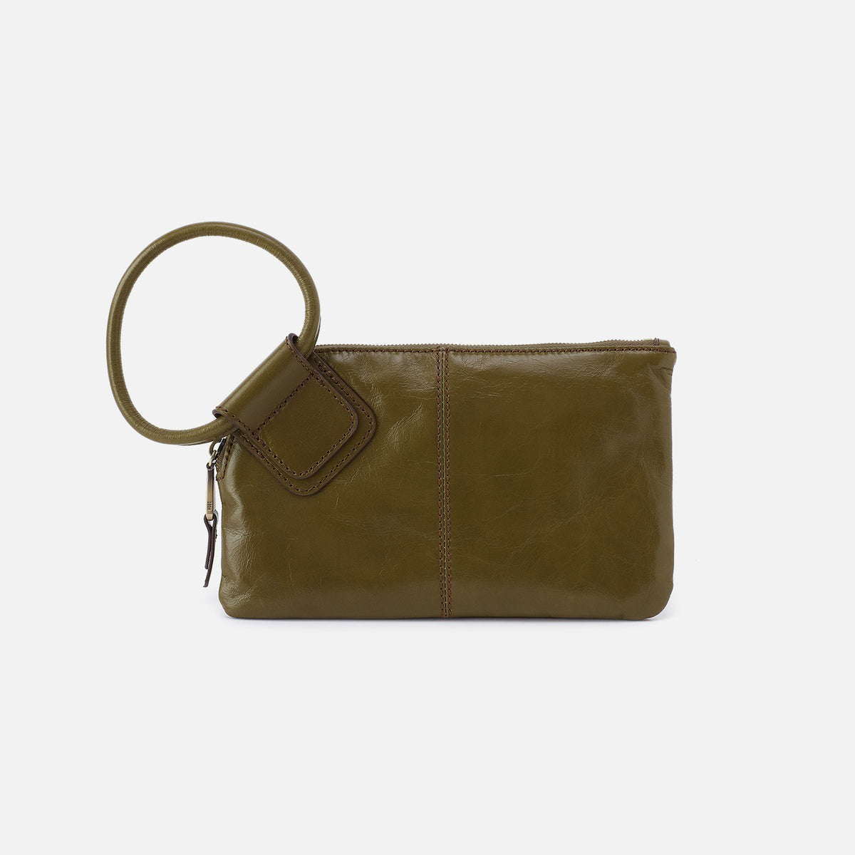 Sable Polished Leather Wristlet