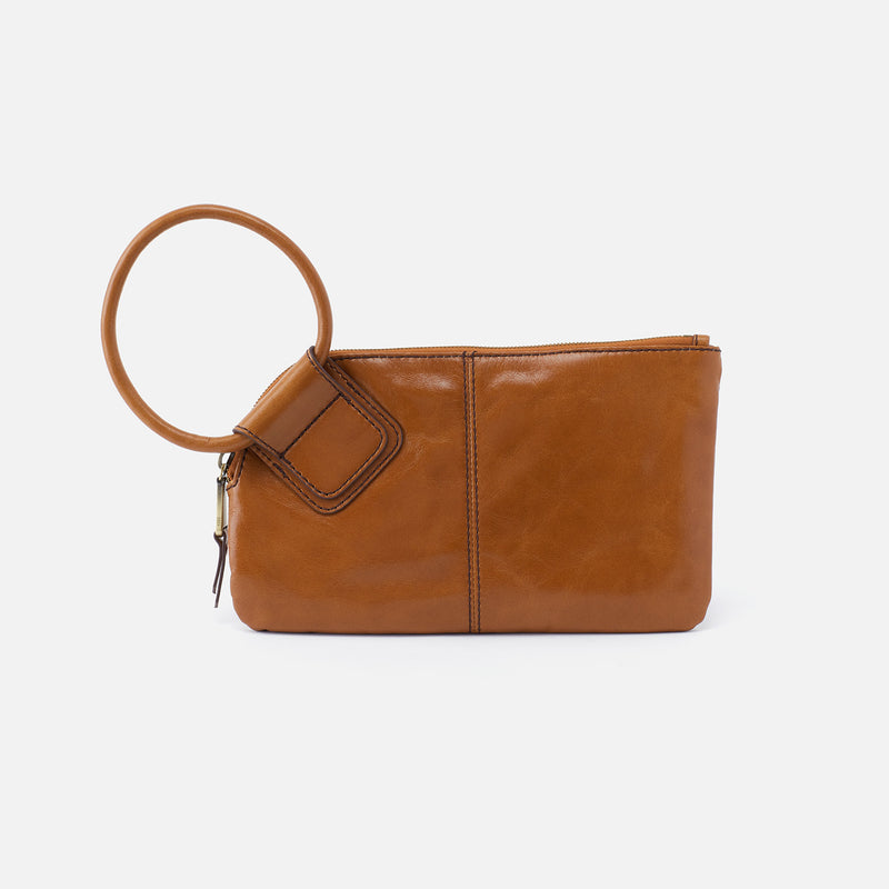Sable Polished Leather Wristlet