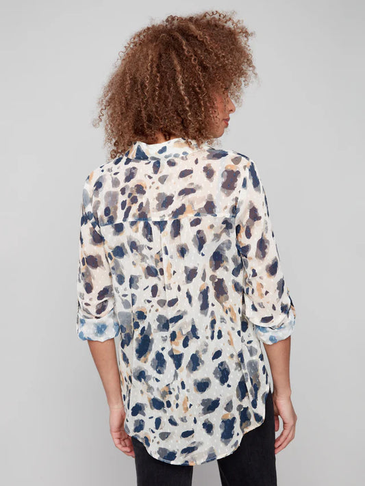 Charlie B Printed Button-Up Blouse - Animal