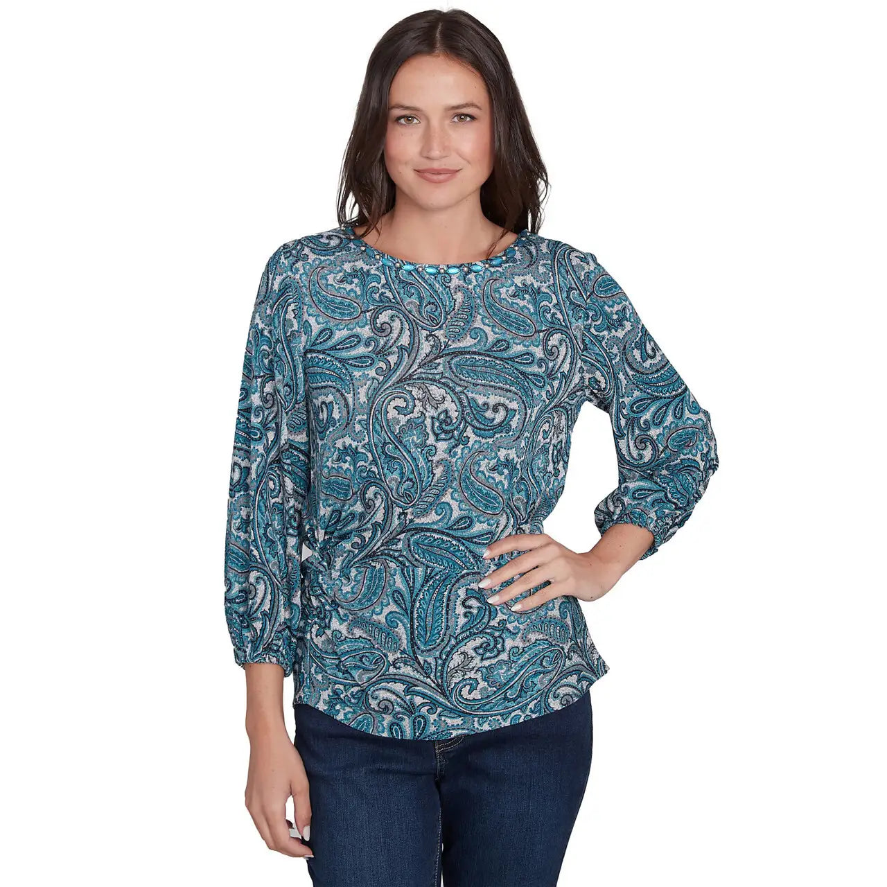 -Women's Paisley Hatchi Twist Front Top