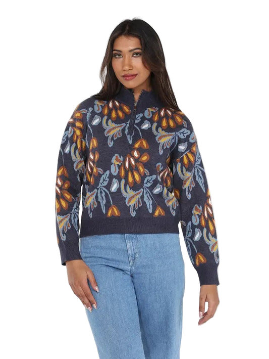 The Rosalie Floral Quarter Zip