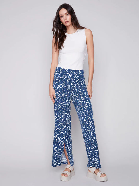 Navy Printed Loose Fitted Pants