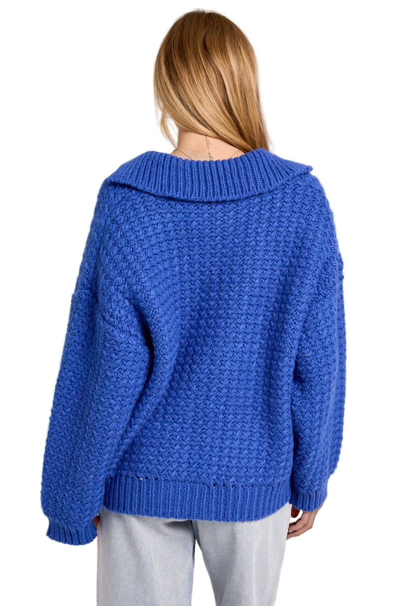 COLLARED BOXY SWEATER - ROYAL BLUE