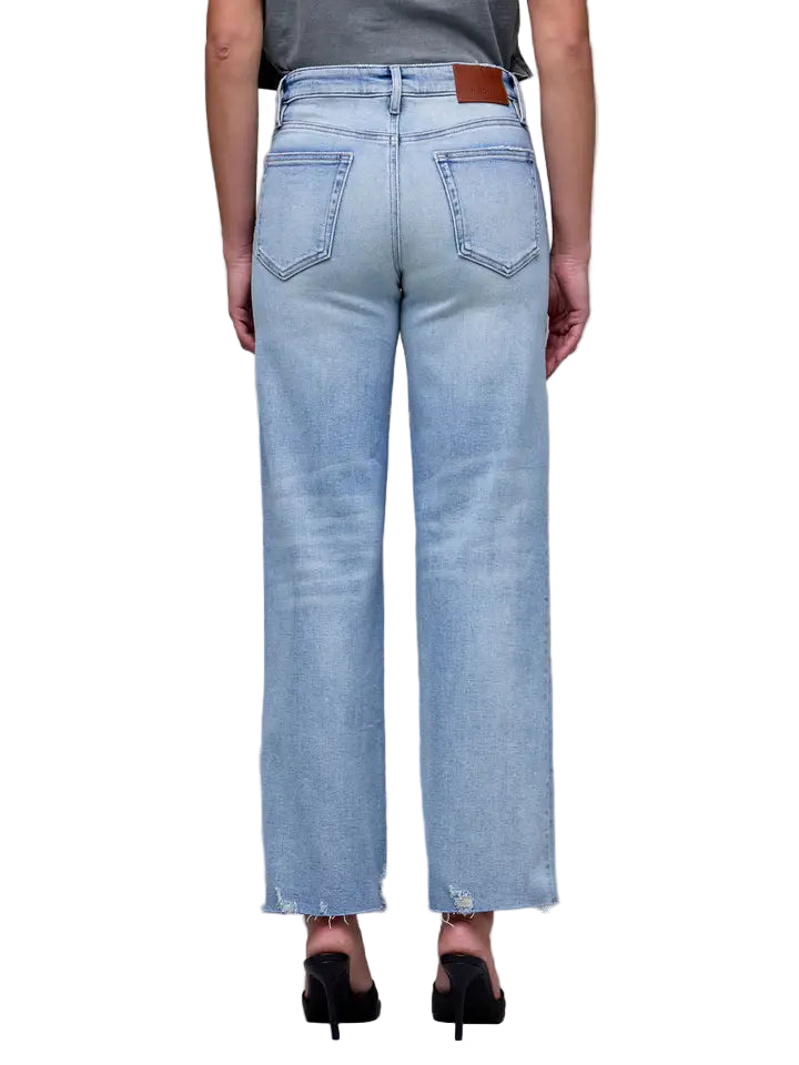 Ella Light Wash Stretch Raw Hem Classic Straight
