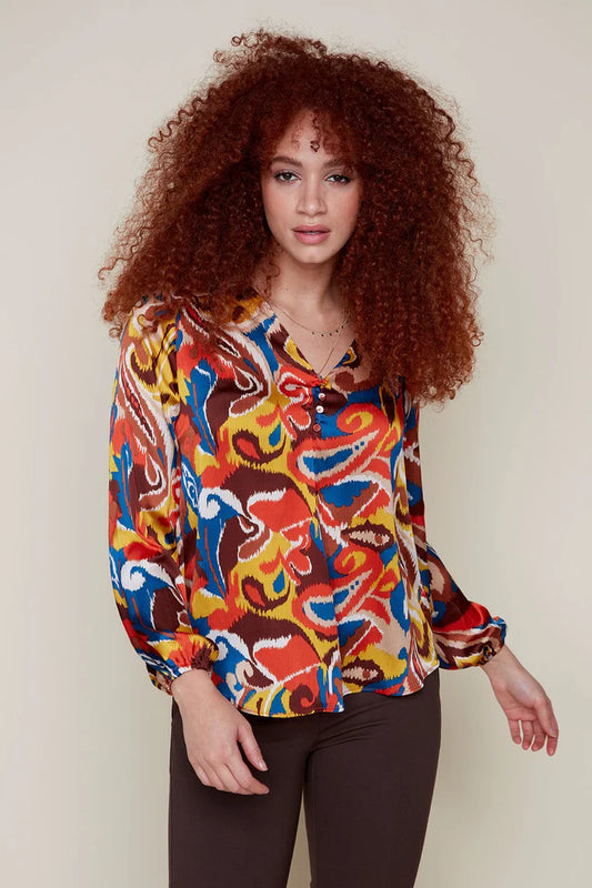 Renuar Multicolor Rust Blouse
