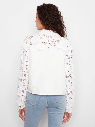 Floral Embroidered Twill Jean Jacket