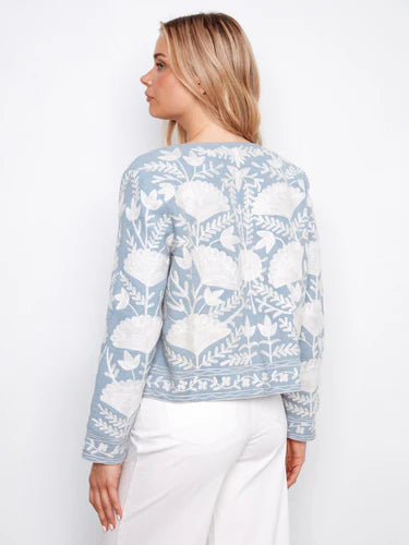 Embroidered Open Front Jacket
