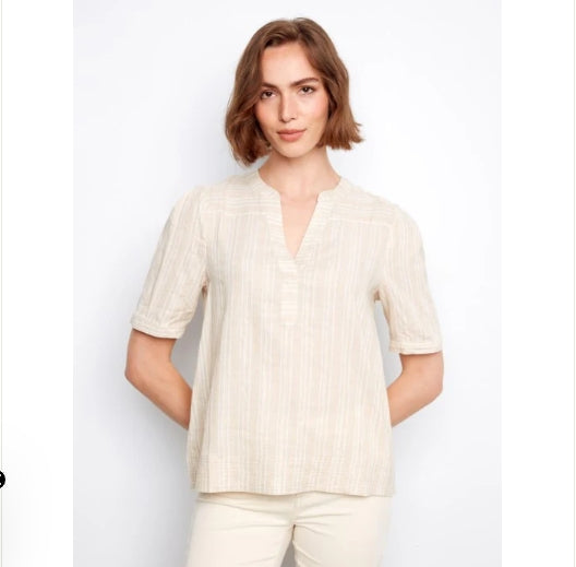 Stripped Short Sleeve Blouse