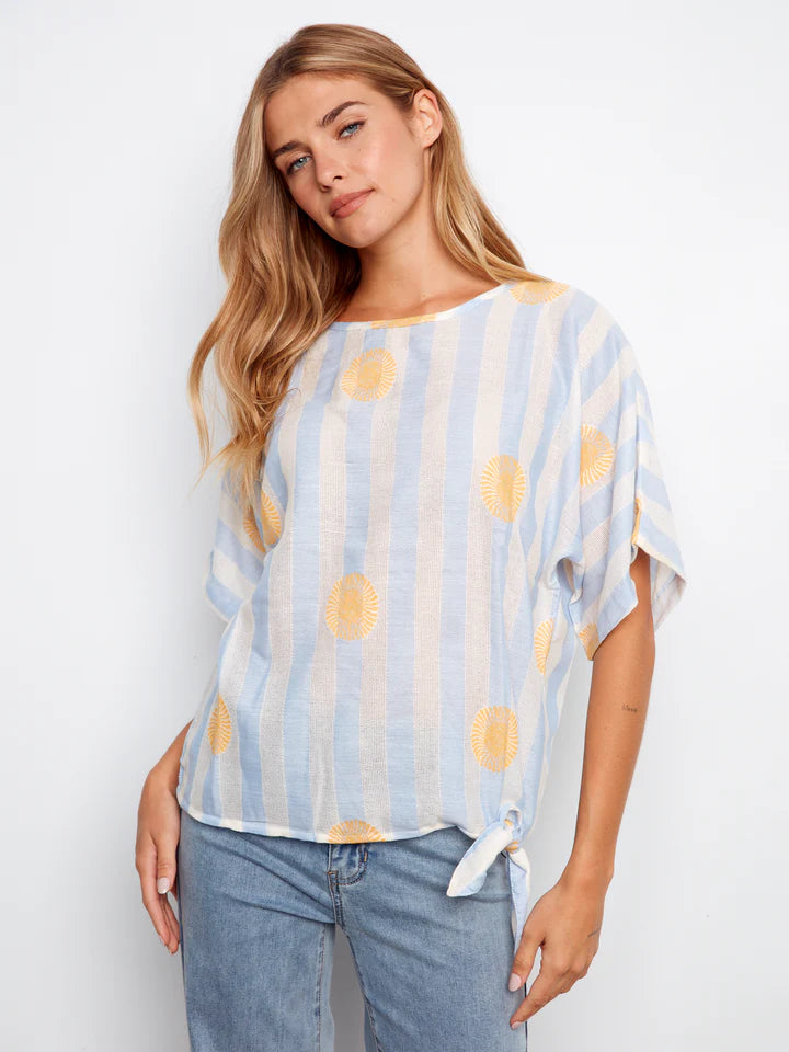 Stripped Dolman Top with Side tie