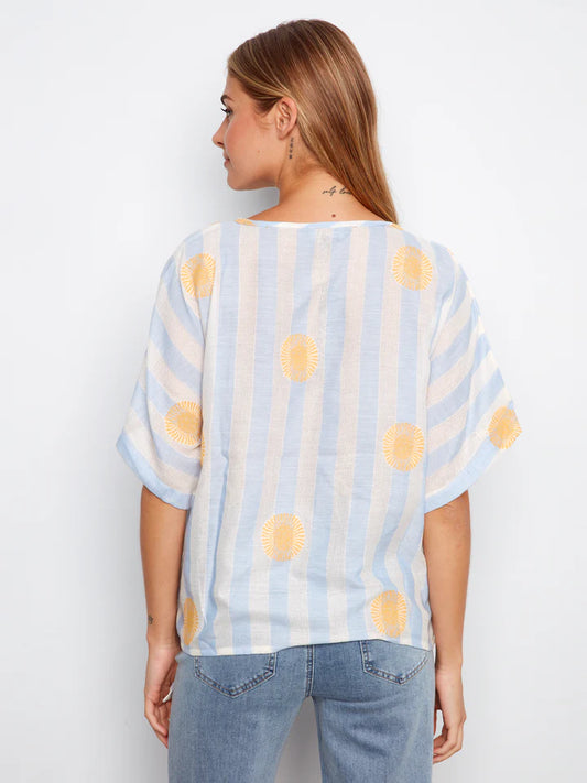 Stripped Dolman Top with Side tie