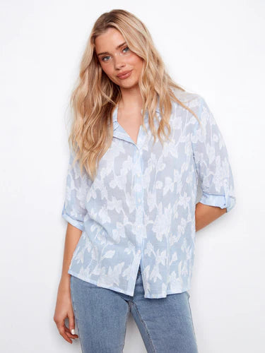 Embroidered Cotton Shirt - Stripes