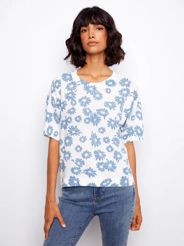 Reversible Short Sleeve Printed Sweater