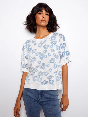 Reversible Short Sleeve Printed Sweater