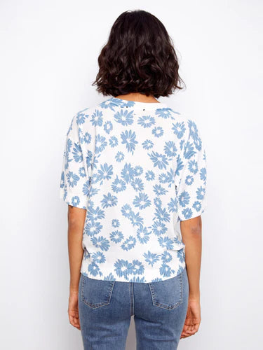 Reversible Short Sleeve Printed Sweater