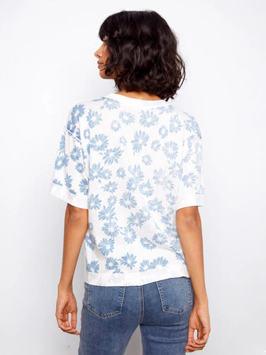 Reversible Short Sleeve Printed Sweater