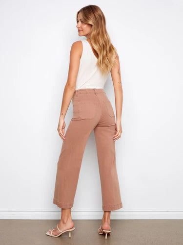 Cropped Wide Leg Stretch Twill Jeans