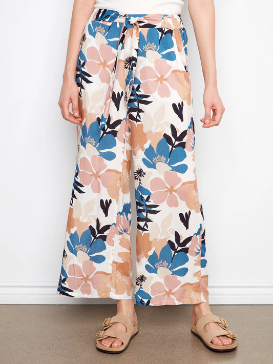Flowy Pullon On Pants With Attached Belt And Pockets