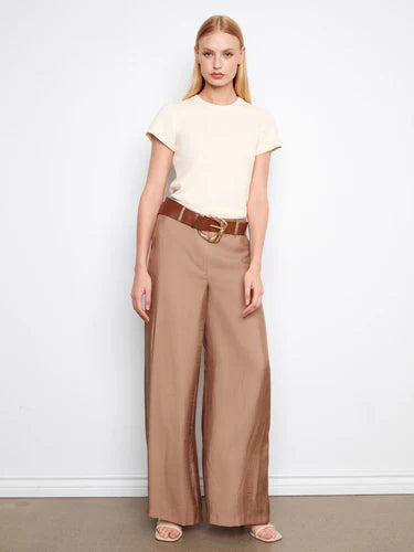 Satin Belted Wide Leg Pants