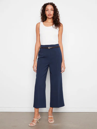 Cropped Dressy Belted Pants
