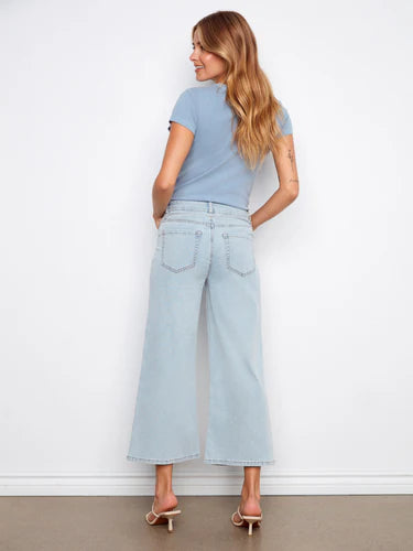 Belted Cropped Wide Leg Jeans
