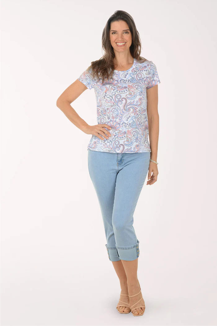 Snap Button Hem Denim Pant