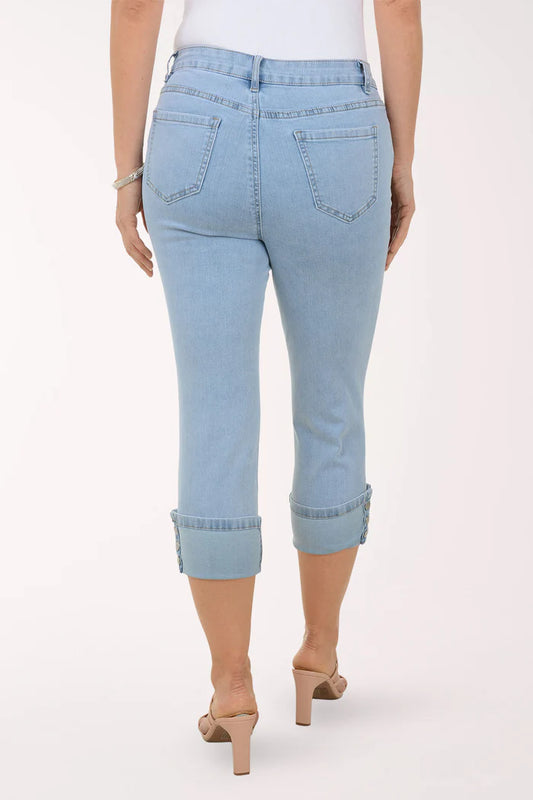 Snap Button Hem Denim Pant