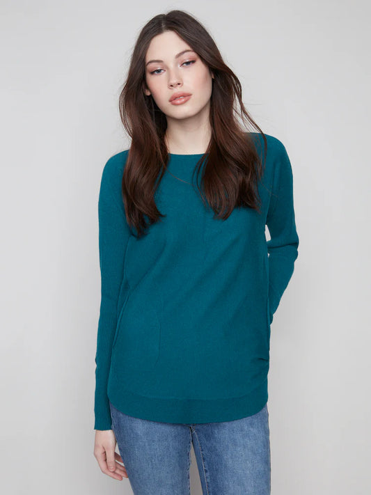 Charlie B Lattice Sleeve Top - Evergreen