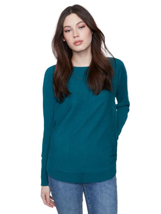 Charlie B Lattice Sleeve Top - Evergreen